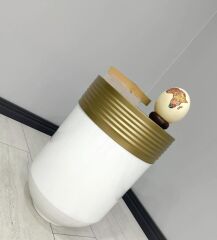 ELEGANT Dekoratif Eskitme Darbuka Parlak Beyaz Sehpa 60cm