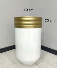 ELEGANT Dekoratif Eskitme Darbuka Parlak Beyaz Saksı 70cm