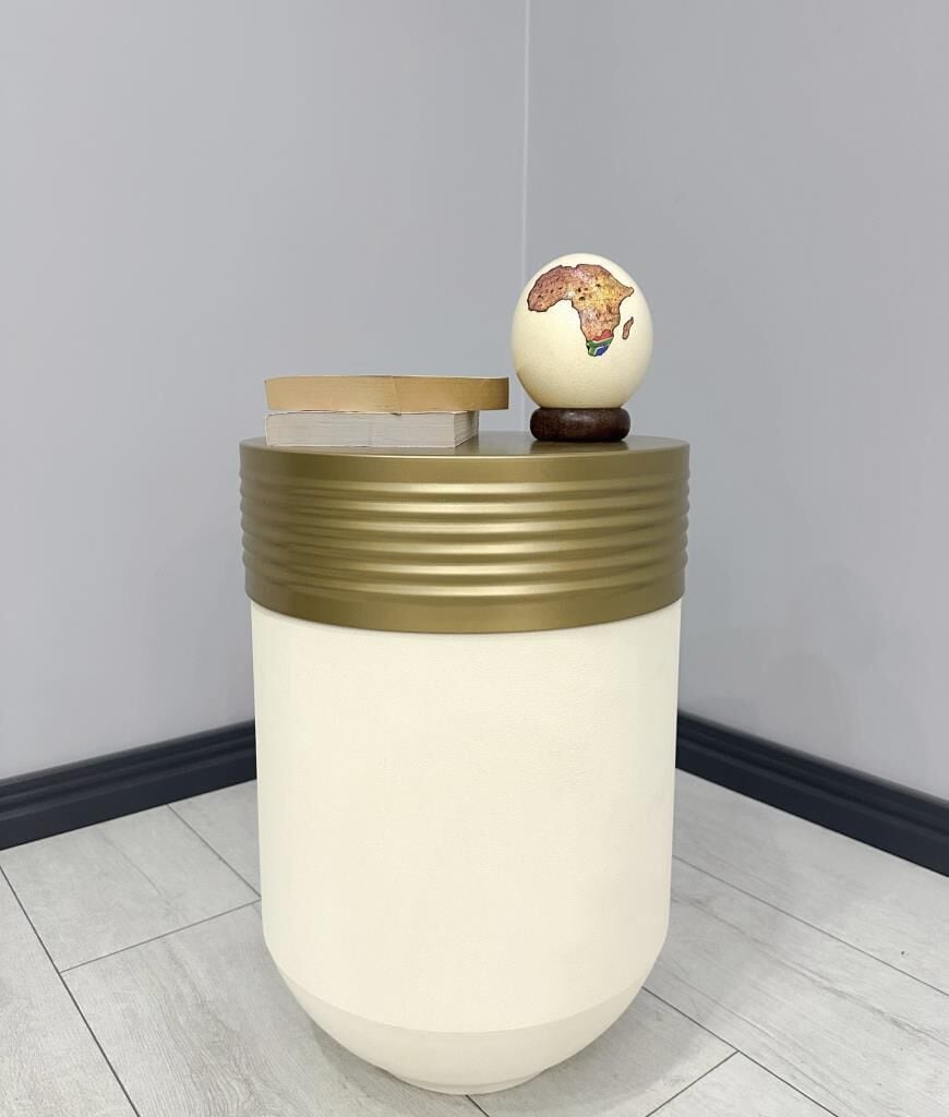 ELEGANT Dekoratif Eskitme Darbuka Krem Sehpa 60cm