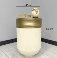 ELEGANT Dekoratif Eskitme Darbuka Krem Sehpa 60cm