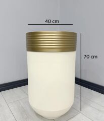 ELEGANT Dekoratif Eskitme Darbuka Krem Saksı 70cm