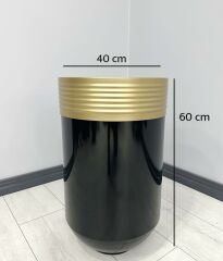 ELEGANT Dekoratif Eskitme Darbuka Parlak Siyah Saksı 60cm