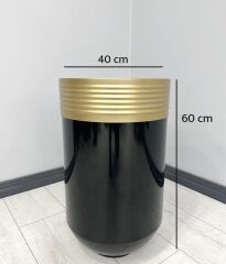 ELEGANT Dekoratif Eskitme Darbuka Parlak Siyah Saksı 60cm