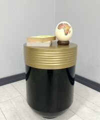 ELEGANT Dekoratif Eskitme Darbuka Parlak Siyah Sehpa 60cm