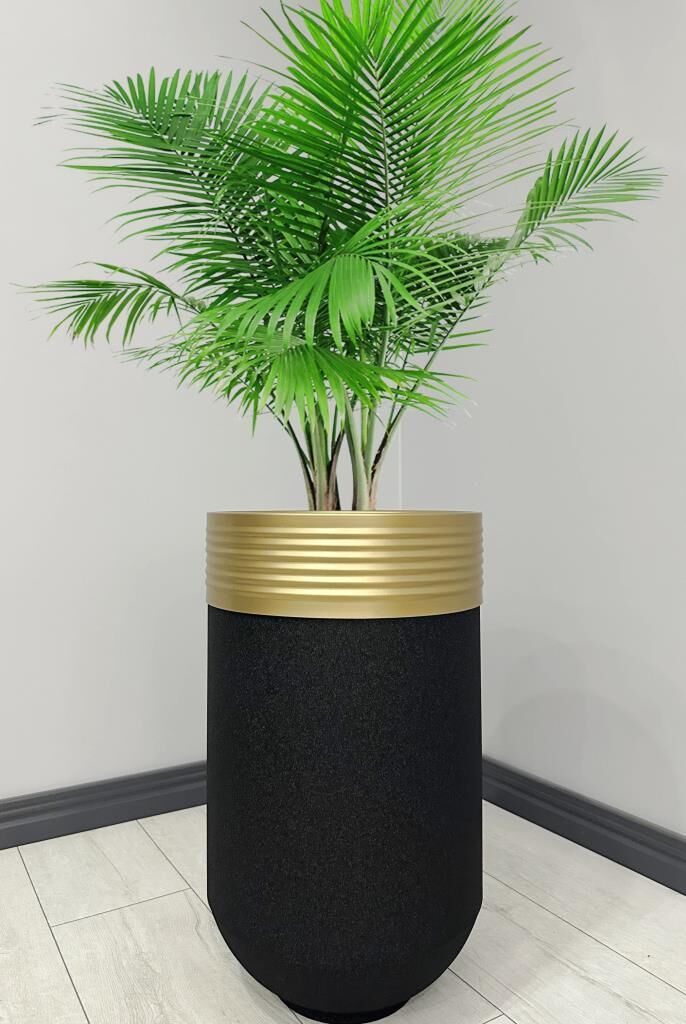 ELEGANT Dekoratif Eskitme Darbuka Siyah Saksı 60cm