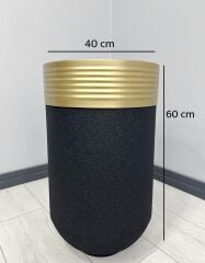 ELEGANT Dekoratif Eskitme Darbuka Siyah Saksı 60cm