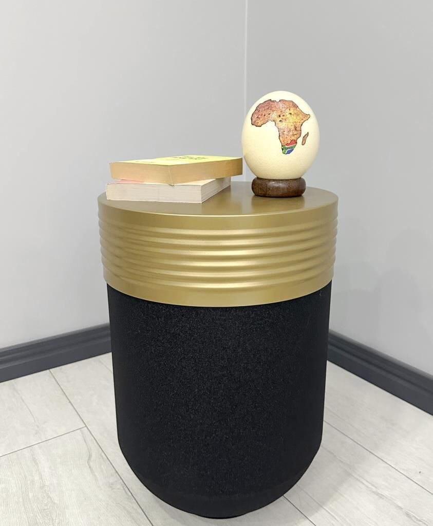 ELEGANT Dekoratif Eskitme Darbuka Siyah Sehpa 60cm