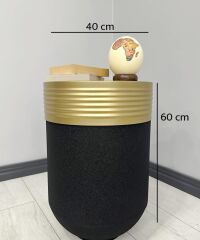 ELEGANT Dekoratif Eskitme Darbuka Siyah Sehpa 60cm