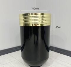 ELEGANT Dekoratif Gold Darbuka Parlak Siyah Saksı 70cm
