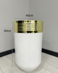 ELEGANT Dekoratif Gold Darbuka Parlak Beyaz Saksı 60cm
