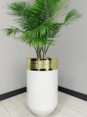 ELEGANT Dekoratif Gold Darbuka Parlak Beyaz Saksı 70cm