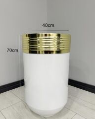 ELEGANT Dekoratif Gold Darbuka Parlak Beyaz Saksı 70cm