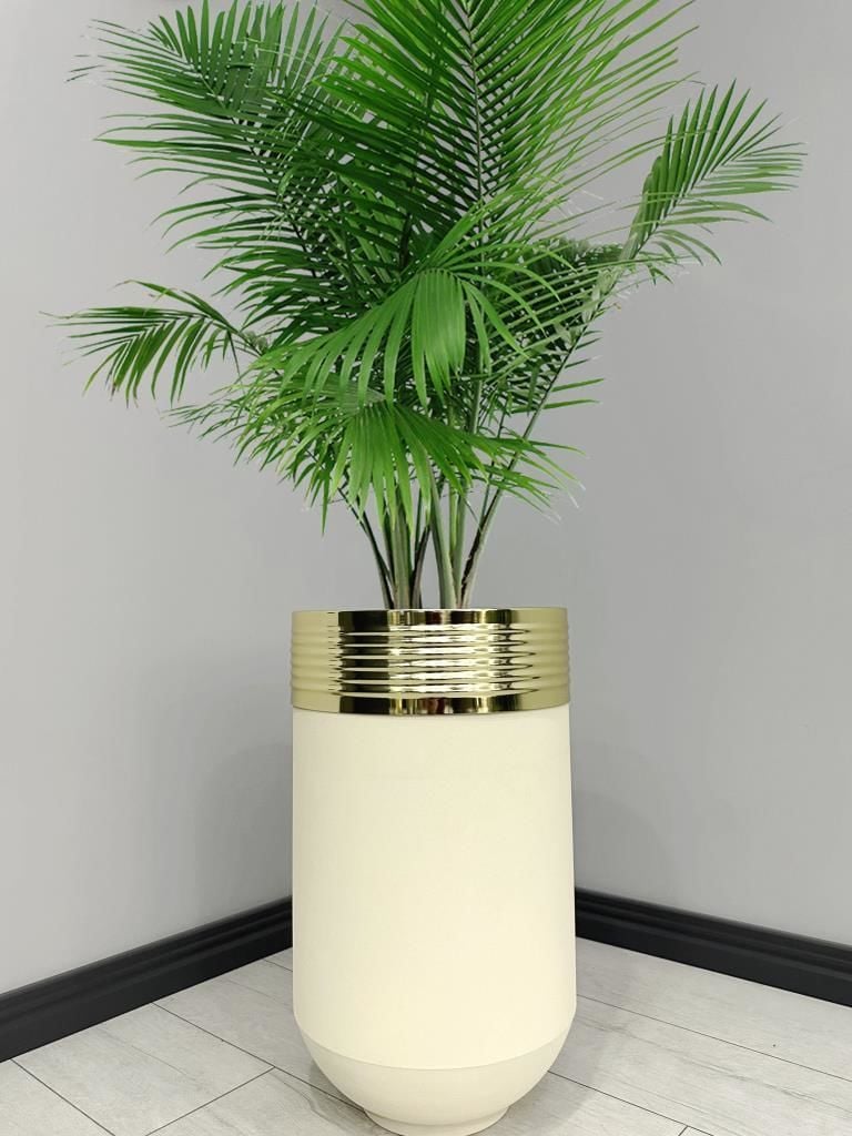 ELEGANT Dekoratif Gold Darbuka Krem Saksı 60cm