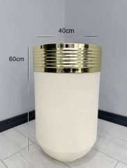 ELEGANT Dekoratif Gold Darbuka Krem Saksı 60cm