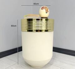 ELEGANT Dekoratif Gold Darbuka Krem Sehpa 60cm