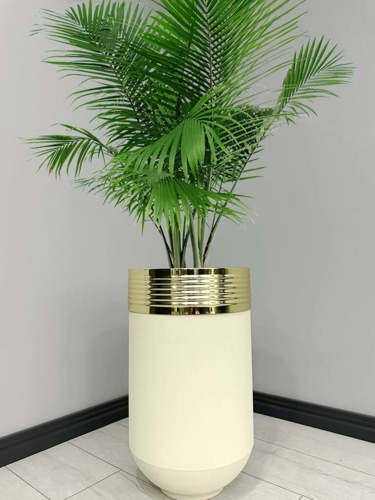 ELEGANT Dekoratif Gold Darbuka Krem Saksı 70cm