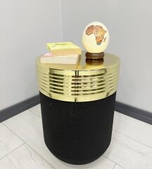 ELEGANT Dekoratif Gold Darbuka Siyah Sehpa 60cm