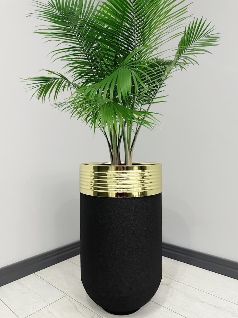 ELEGANT Dekoratif Gold Darbuka Siyah Saksı 70cm