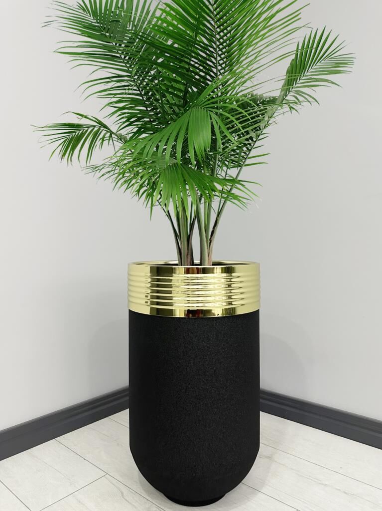 ELEGANT Dekoratif Gold Darbuka Siyah Saksı 70cm