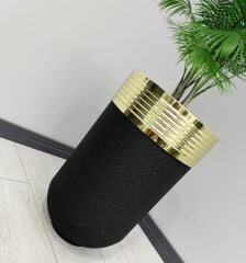 ELEGANT Dekoratif Gold Darbuka Siyah Saksı 70cm