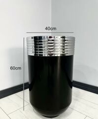 ELEGANT Dekoratif Krom Darbuka Parlak Siyah Saksı 60cm