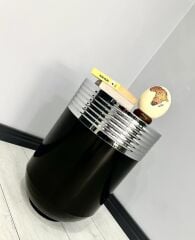 ELEGANT Dekoratif Krom Darbuka Parlak Siyah Sehpa 60cm