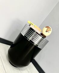 ELEGANT Dekoratif Krom Darbuka Parlak Siyah Sehpa 60cm