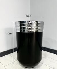 ELEGANT Dekoratif Krom Darbuka Parlak Siyah Saksı 70cm