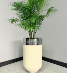 ELEGANT Dekoratif Krom Darbuka Krem Saksı 70cm ELGNT70KRMSAKB
