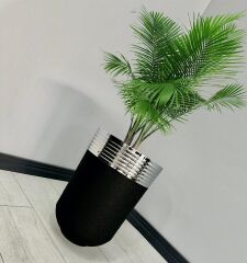 ELEGANT Dekoratif Krom Darbuka Siyah Saksı 60cm