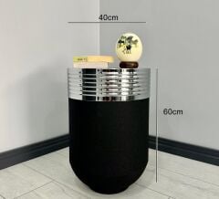 ELEGANT Dekoratif Krom Darbuka Siyah Sehpa 60cm