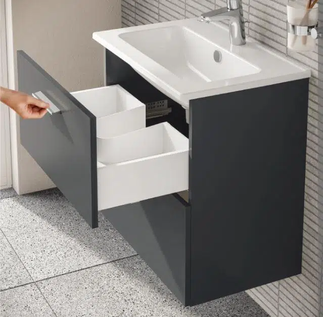 Mia 60 cm Antrasit Çekmeceli alt banyo dolabı + lavabo 