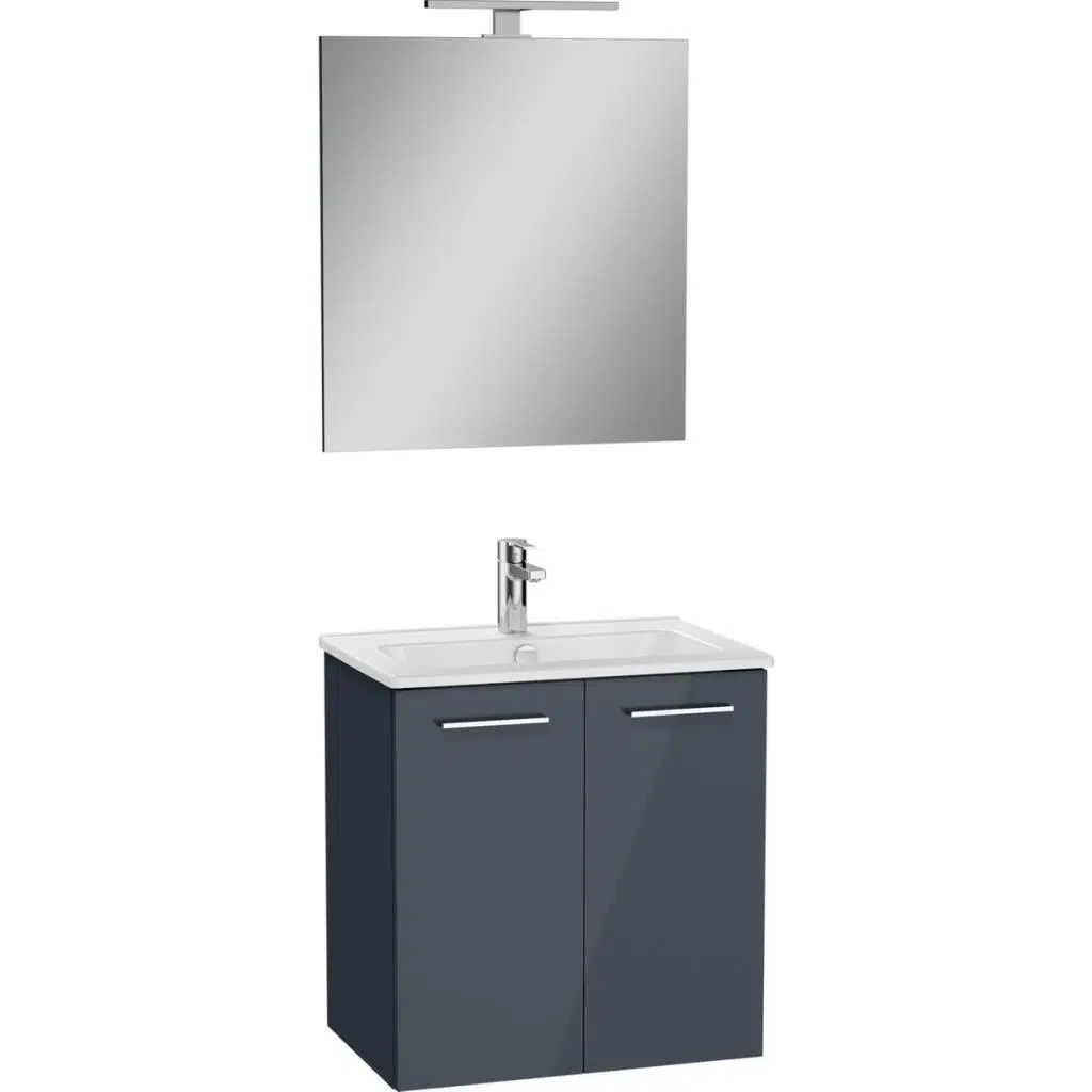 Ardea 69561 Banyo Dolabı Seti, Kapaklı, 60 cm, Parlak Antrasit