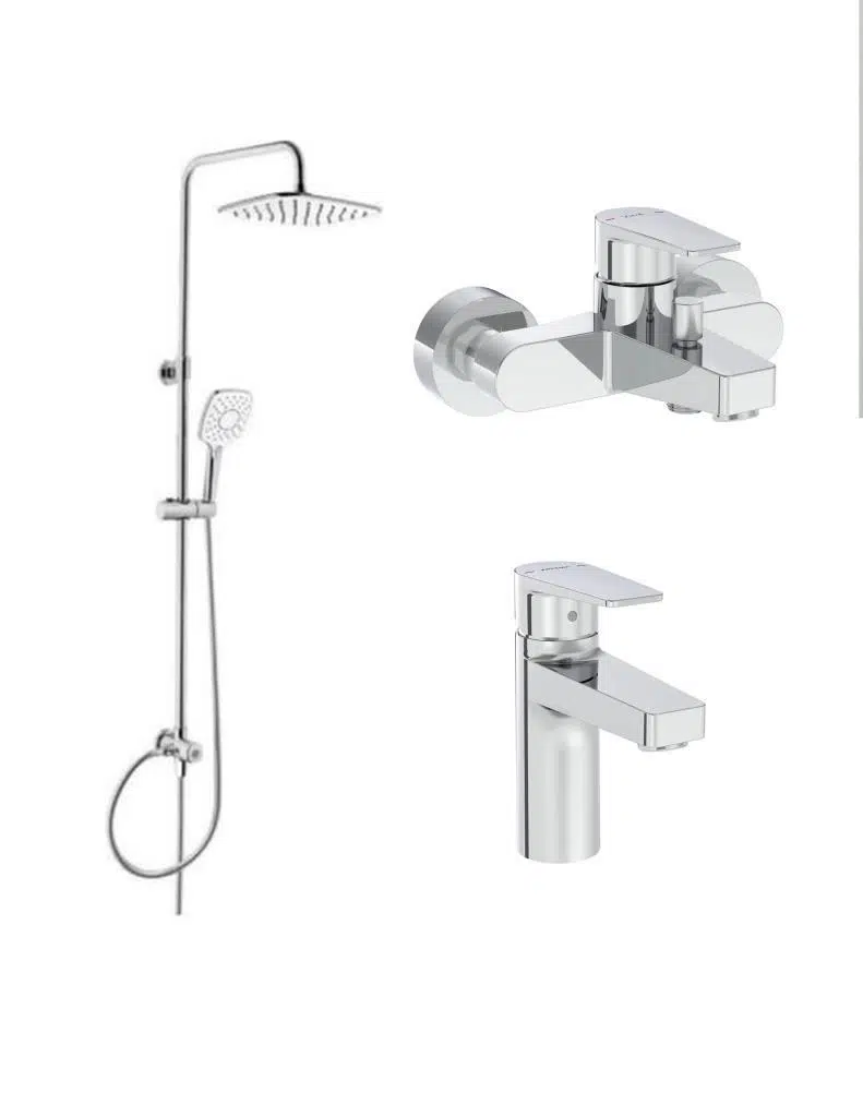 Artema Flow Square Krom Banyo Bataryası + Lavabo Bataryası + Artema Ls20 Joy 3S Robot Tepe Dus Seti