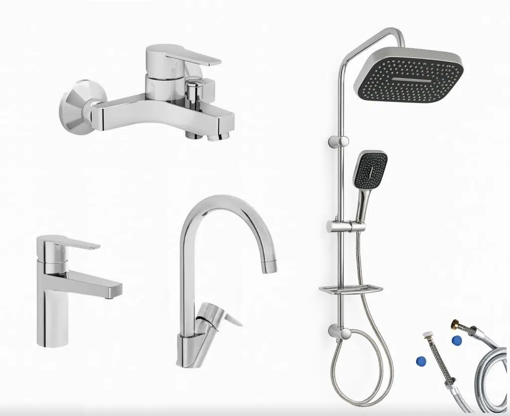 Artema Nora S Banyo Bataryası + Lavabo Bataryası + Eviye Bataryası + Doppo Prime Lux Tepe Duş Sistemi