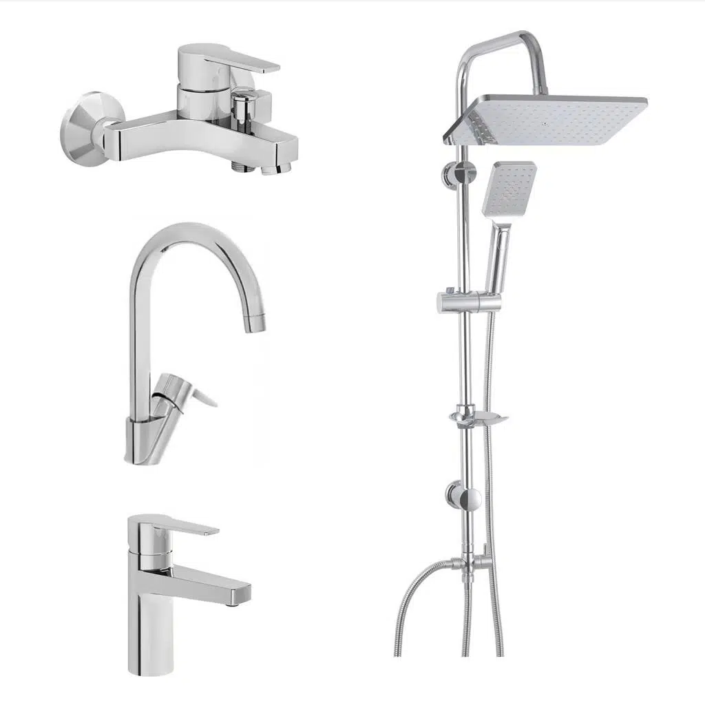 Artema Nora S Banyo Bataryası + Lavabo Bataryası + Eviye Bataryası + Doppo Long Duş Seti