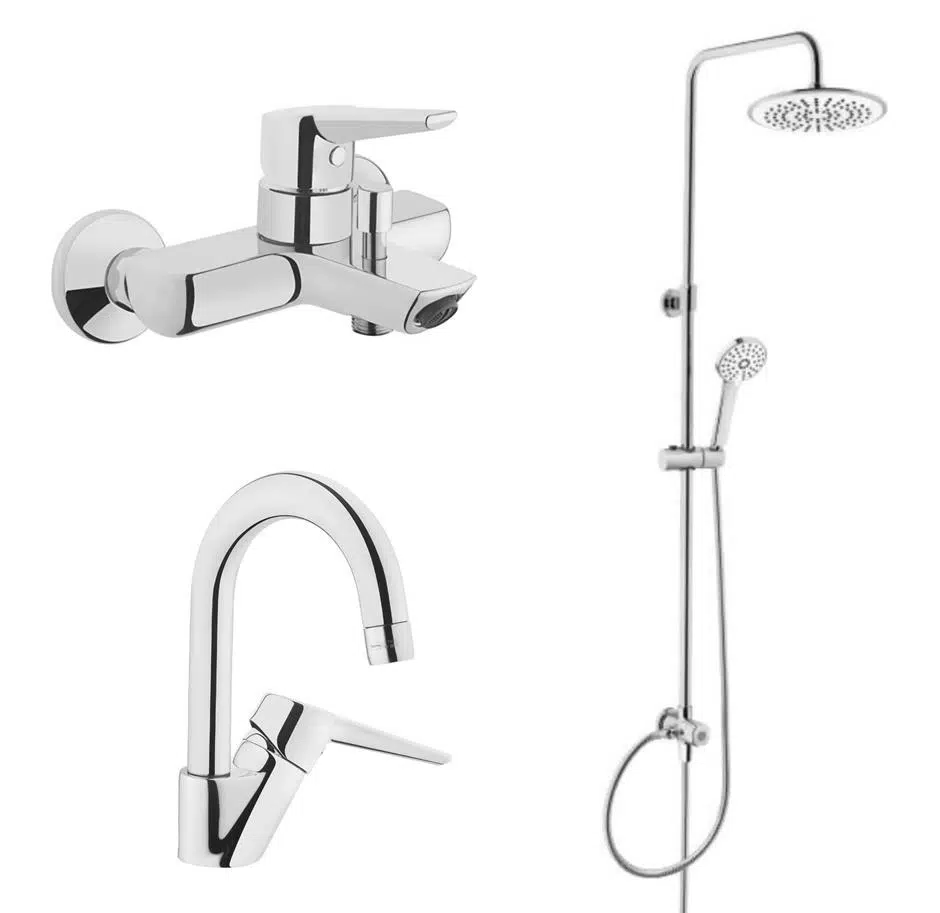 Artema Solid S Banyo Bataryası + Kuğu Lavabo Bataryası + 3C Duş Sistemi