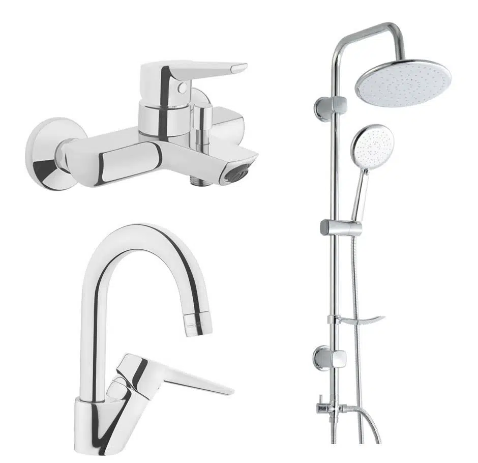 Artema Solid S Banyo Bataryası + Kuğu Lavabo Bataryası + Duxxa Bolero Duş Sistemi