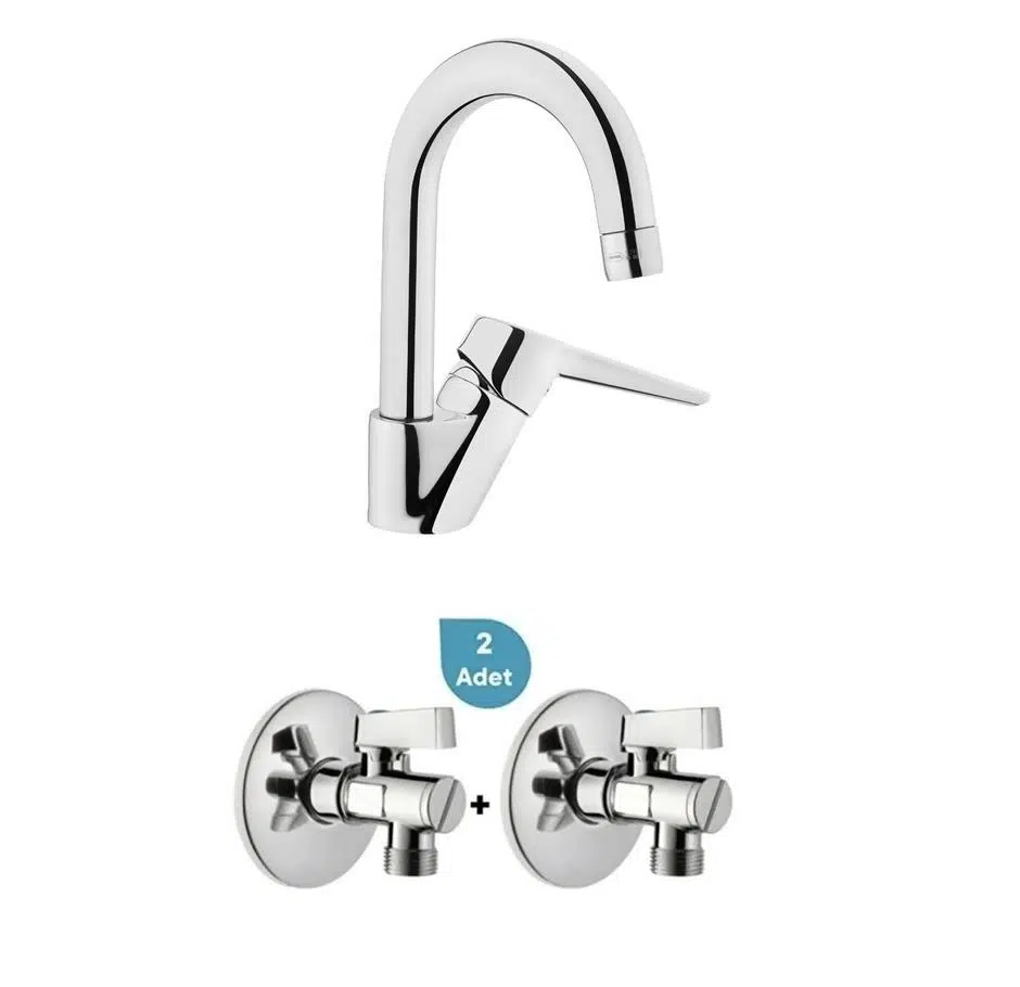 Artema Solid S Kuğu Lavabo Bataryası + 2'li Ara Musluk Set