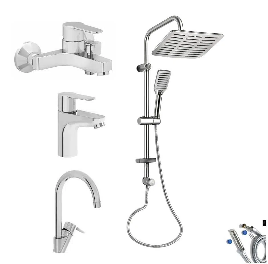 Artema Win S Banyo Bataryası + Lavabo Bataryası + Eviye Bataryası + Doppo Siena Lux Tepe Duş Sistemi