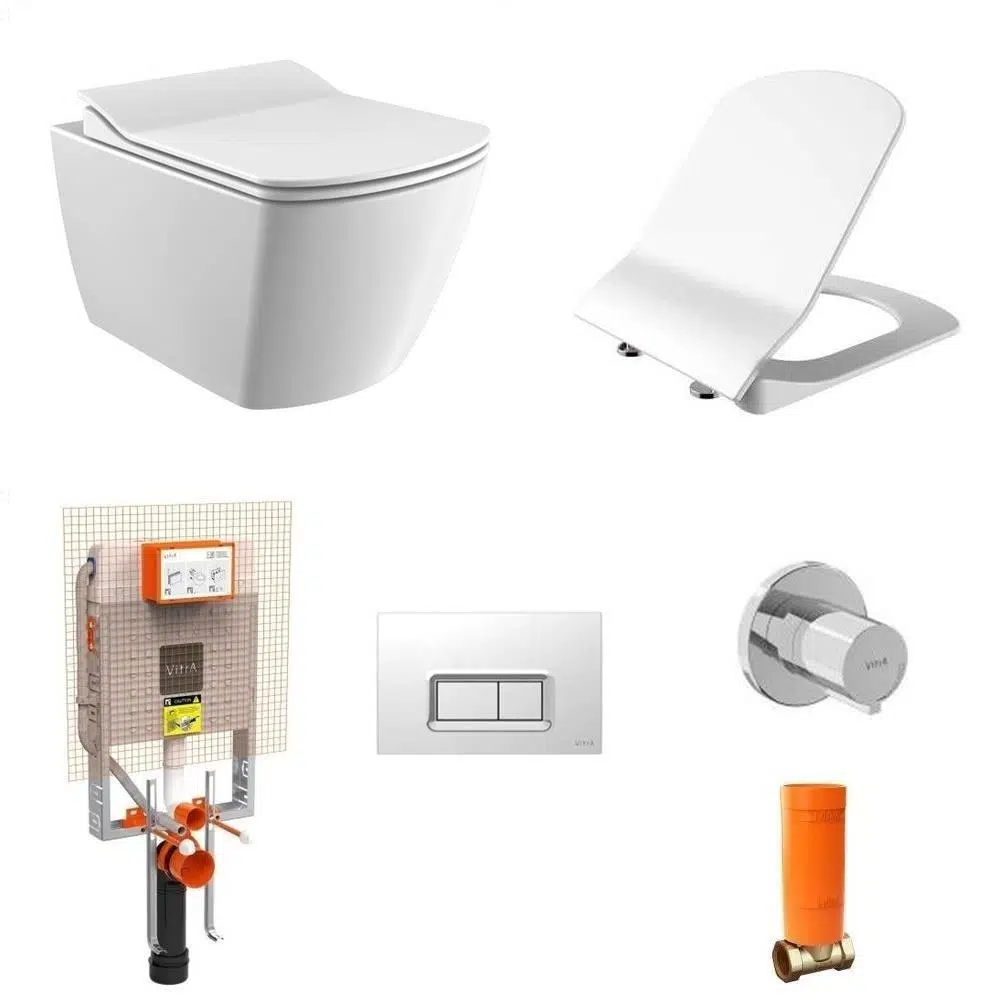 Creavit Elegant Rim-off Asma Klozet + Yavaş Kapanır Kapak + VitrA Gömme Rezervuar Set