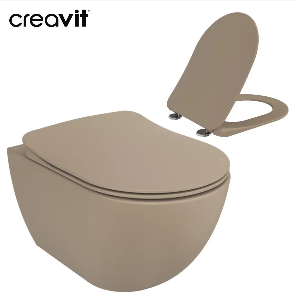Creavit Free Rim-Off Asma Klozet Cappucino + Creavit Cappucino Yavaş Kapanan Kapak