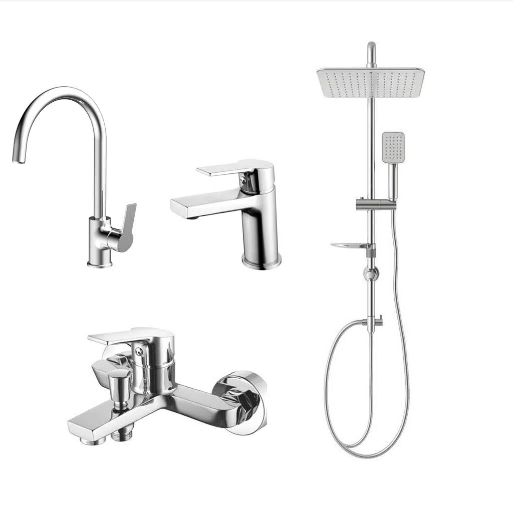 CREAVİT LUNA BANYO + LAVABO +EVİYE BATARYASI + DOPPO LONG TEPE DUŞ SİSTEMİ İKİLİ SET