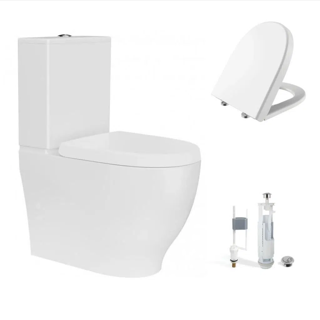 Creavit Mare Duvara Sıfır Kanalsız Klozet + Rezervuar + Duroplast Kapak + Çift Basmalı İç Takım SET