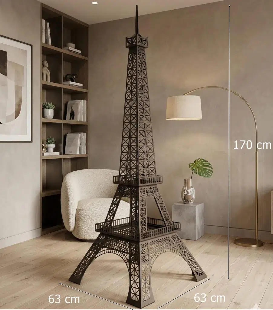 Dekoratif Siyah Lazer Kesim Metal Eyfel Kulesi