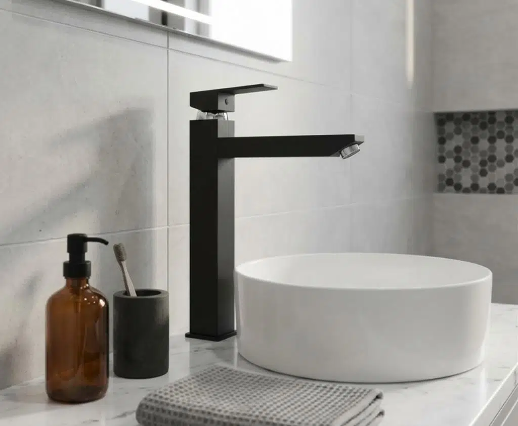 Elya Venüs Siyah Yüksek Çanak Lavabo Bataryası