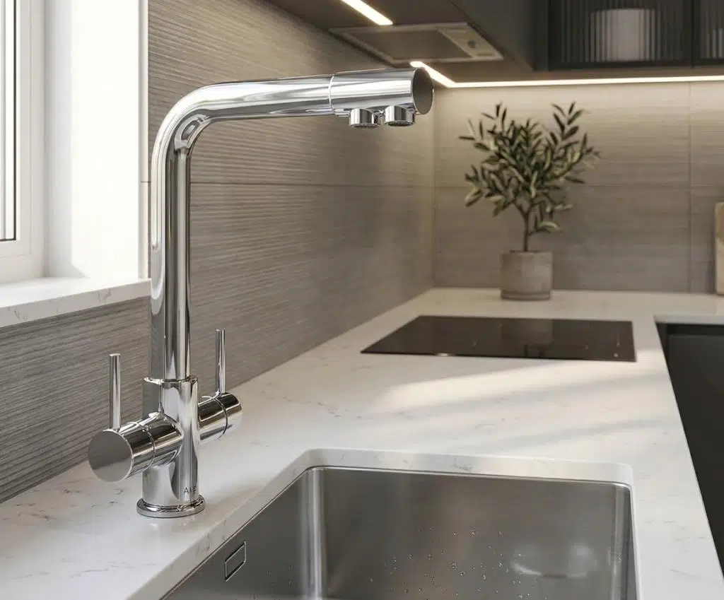 Elya Krom 3 Yollu Arıtmali Sıcak Soğuk Girişli Eviye Bataryası