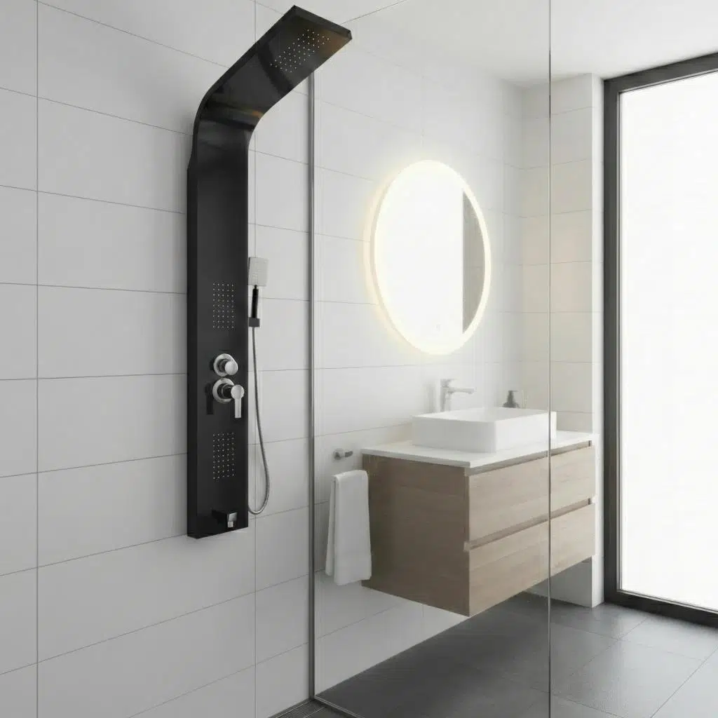 Piero Kuğu Siyah Duş Paneli, Dikey Duş Sistemi