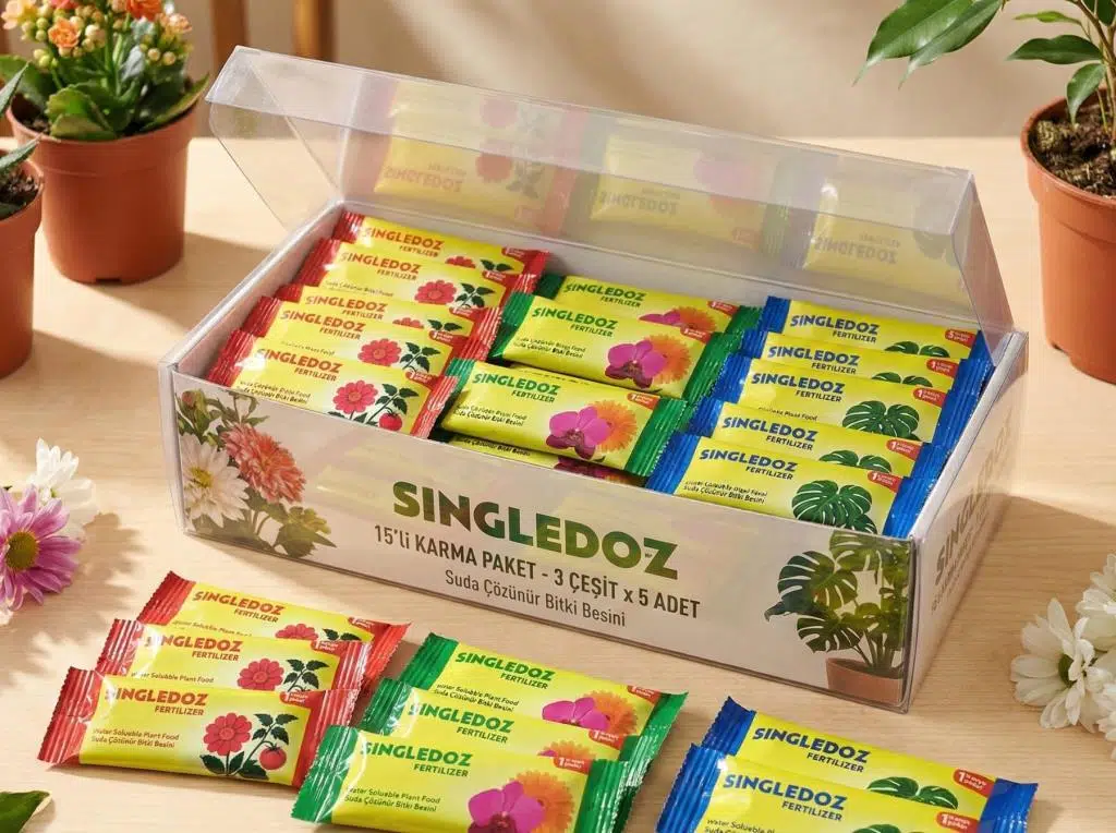 Singledoz Suda Kolay Çözünür Pratik Çiçek Sebze ve Bitki Besini 15'li Avantaj Paket
