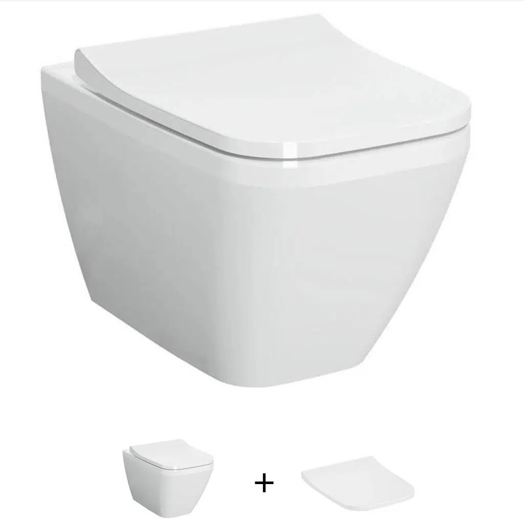 VitrA İntegra Square Kare Rim-Ex Asma Klozet + Slim Duroplast Yavaş Kapanan Klozet Kapağı SET
